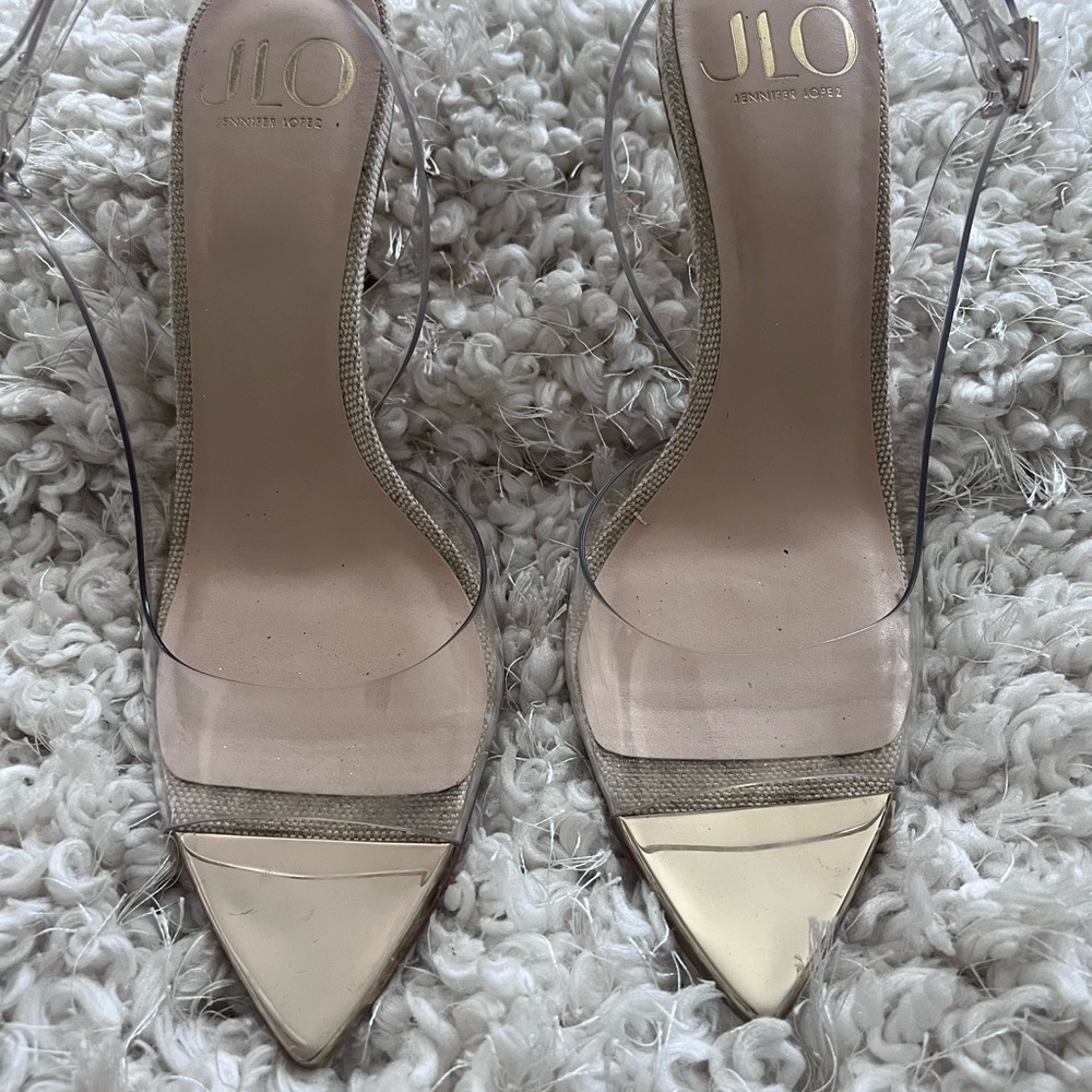 Jennifer Lopez Gold and Clear Heels